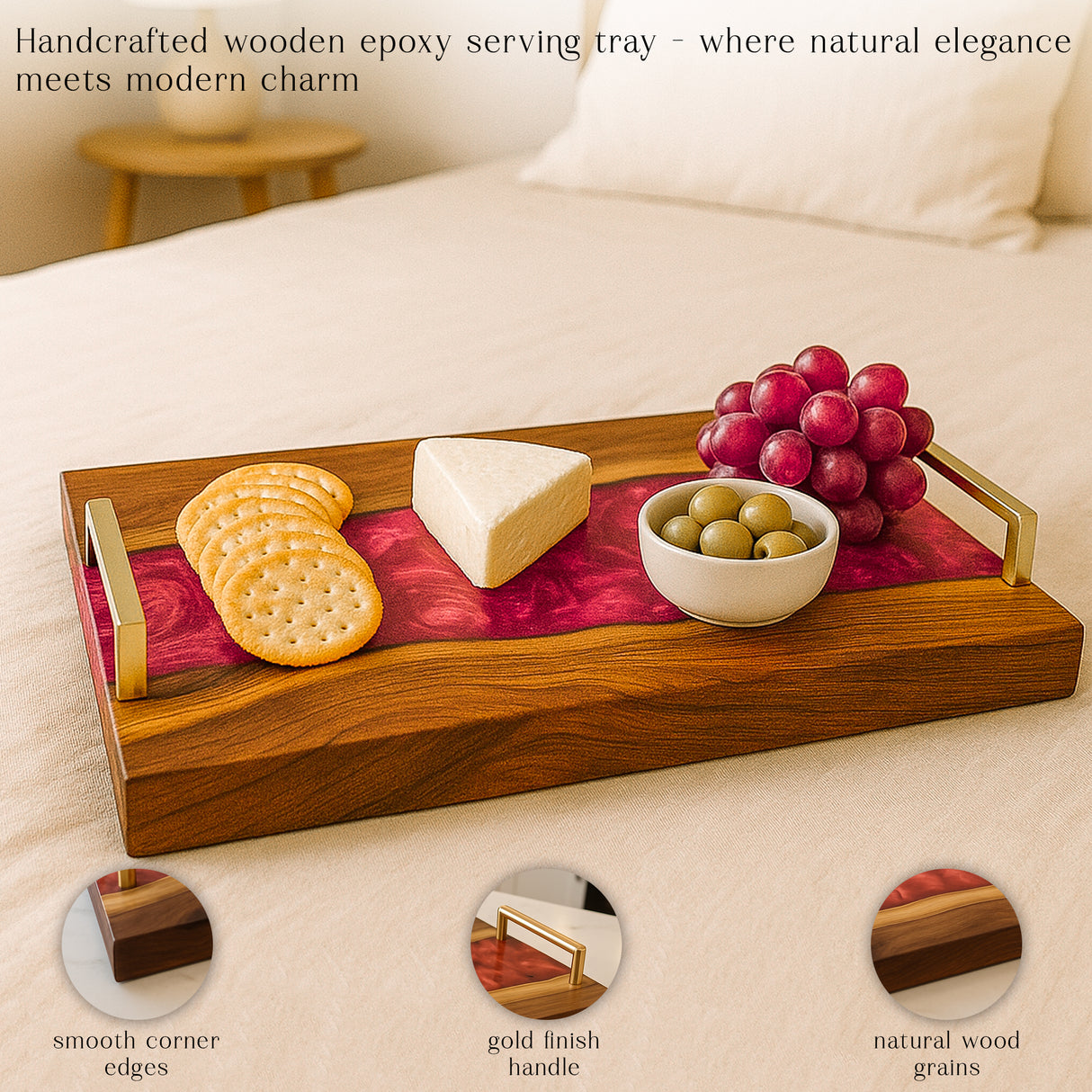 Custom Epoxy Charcuterie Board, Personalized Serving Tray Gift for Wedding, Birthday, Housewarming, Home Decor, Cheese Board Platter