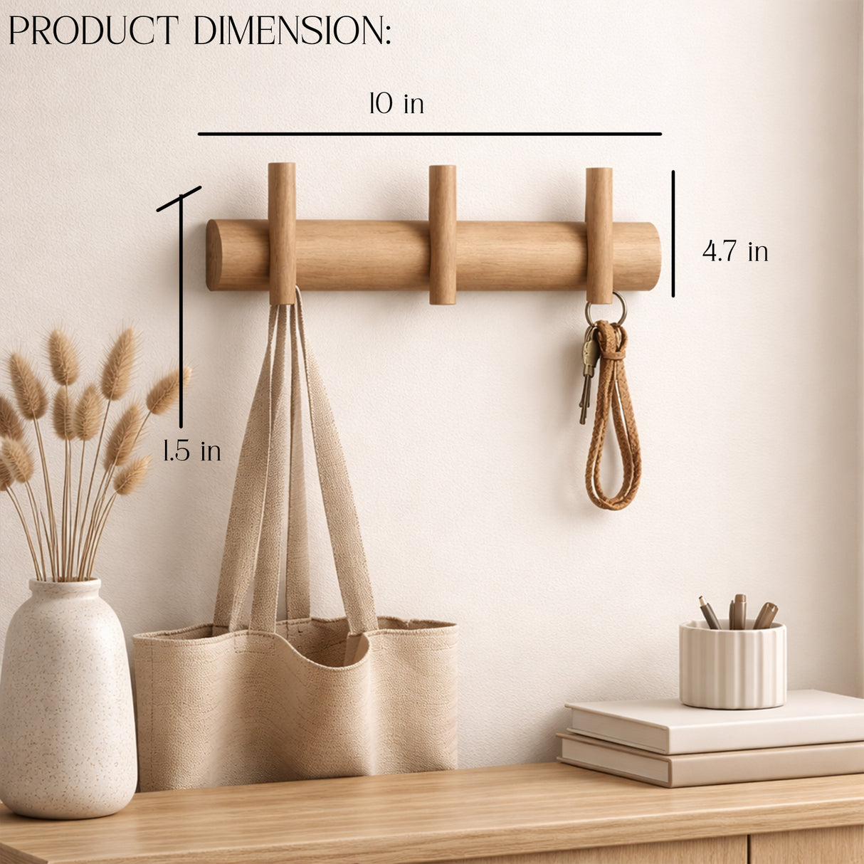 SALEBERATE Minimalist Solid Wood Wall Hooks – Modern Wooden Coat Rack for Entryway, Bedroom & Living Room | Stylish Wall Organizer for Bags, Keys & Accessories