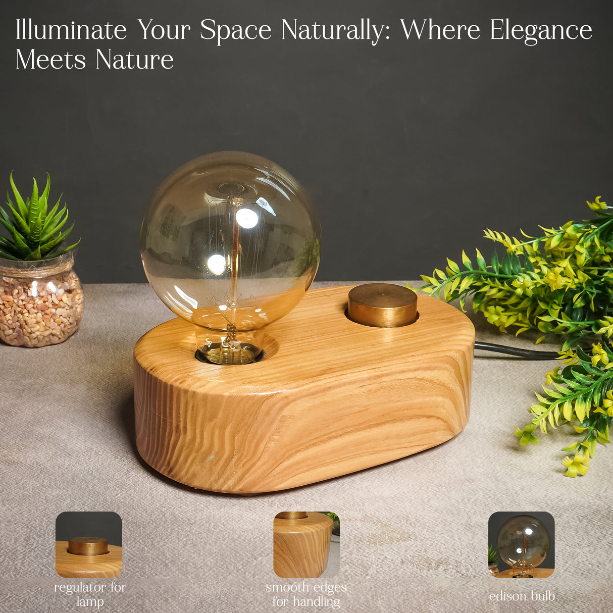 Sleek Rounded Wooden Desk Lamp with Adjustable Glow