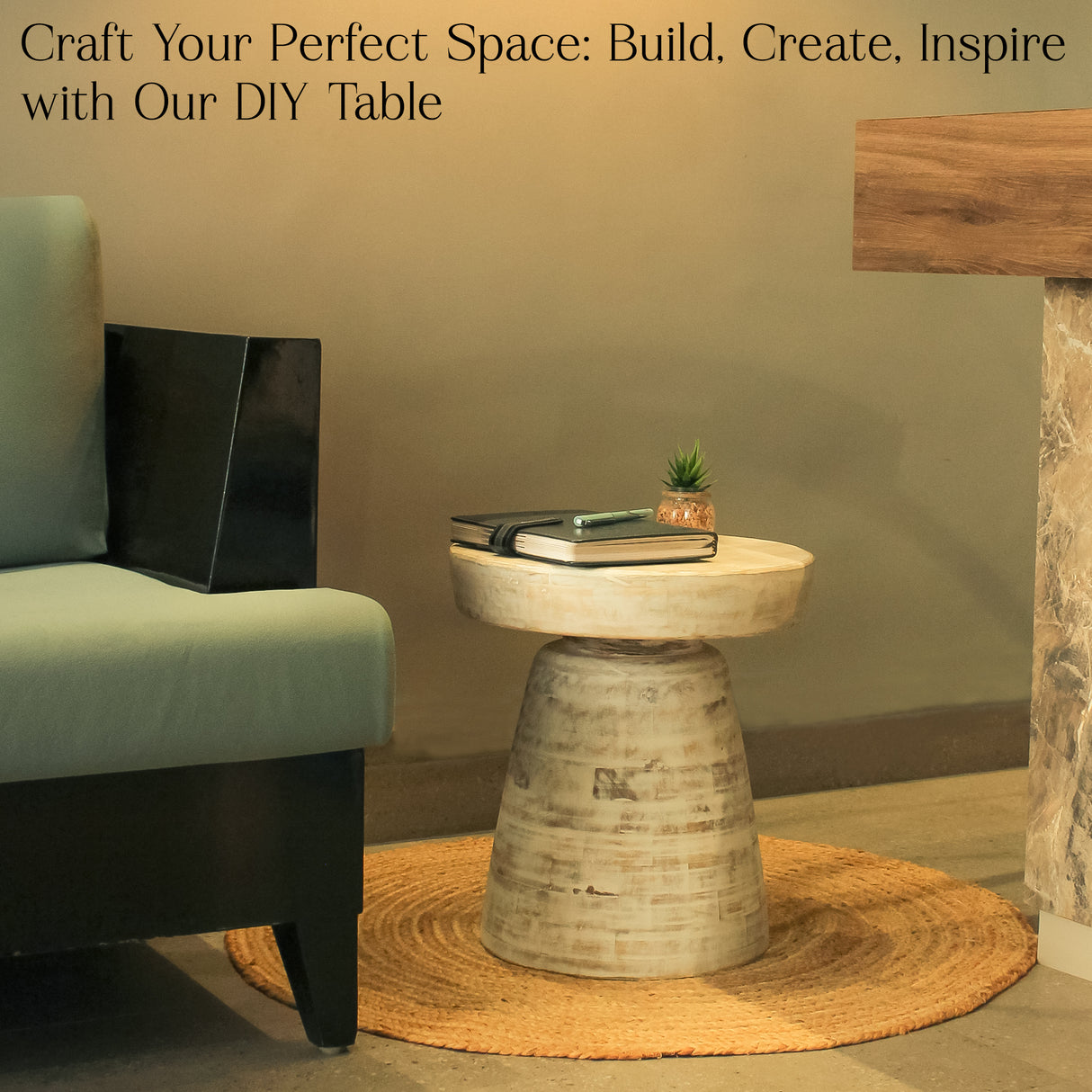 Rustic Wooden Side Table (16"x16"x18") - Rustic Accent Table for Living Room