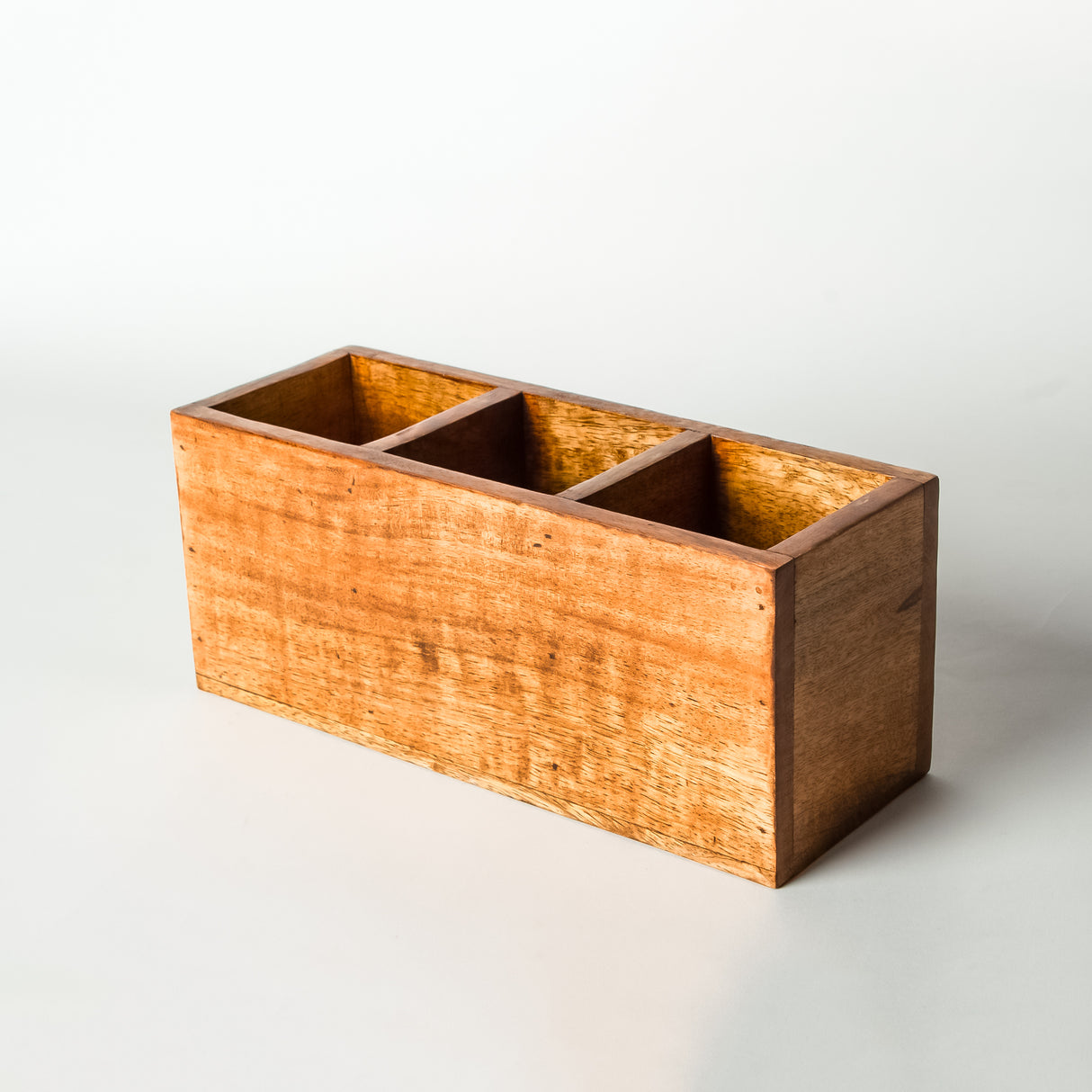 Wooden Cutlery Holder – 3 Compartment Utensil Organizer – Handmade for Spoons & Forks.