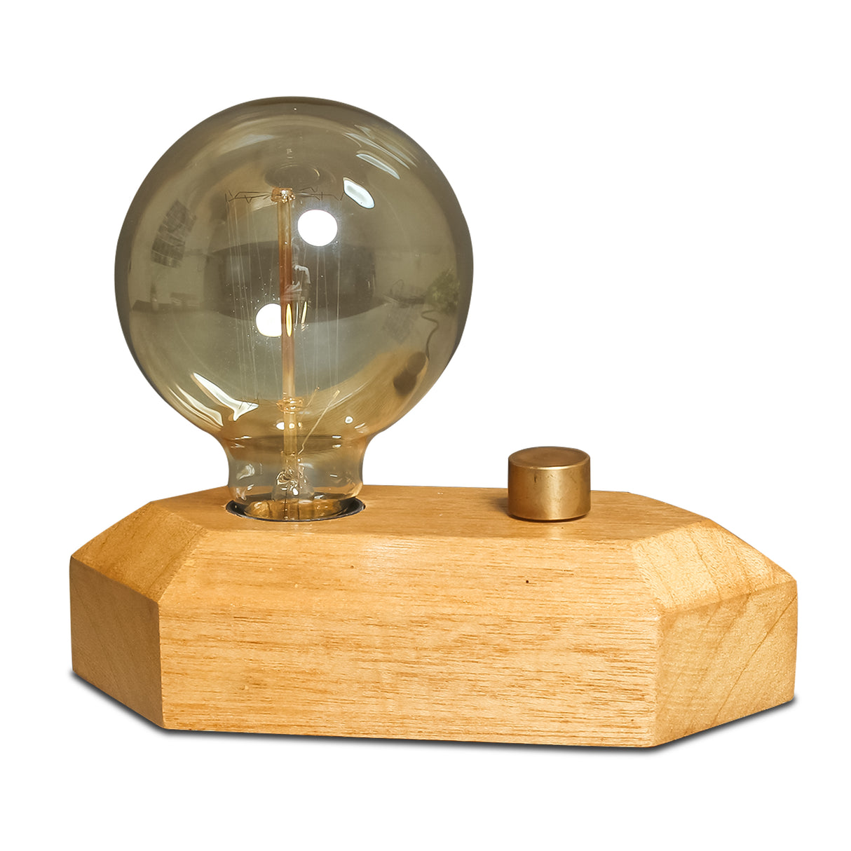 Handcrafted Geometric Wooden Lamp with Adjustable Glow