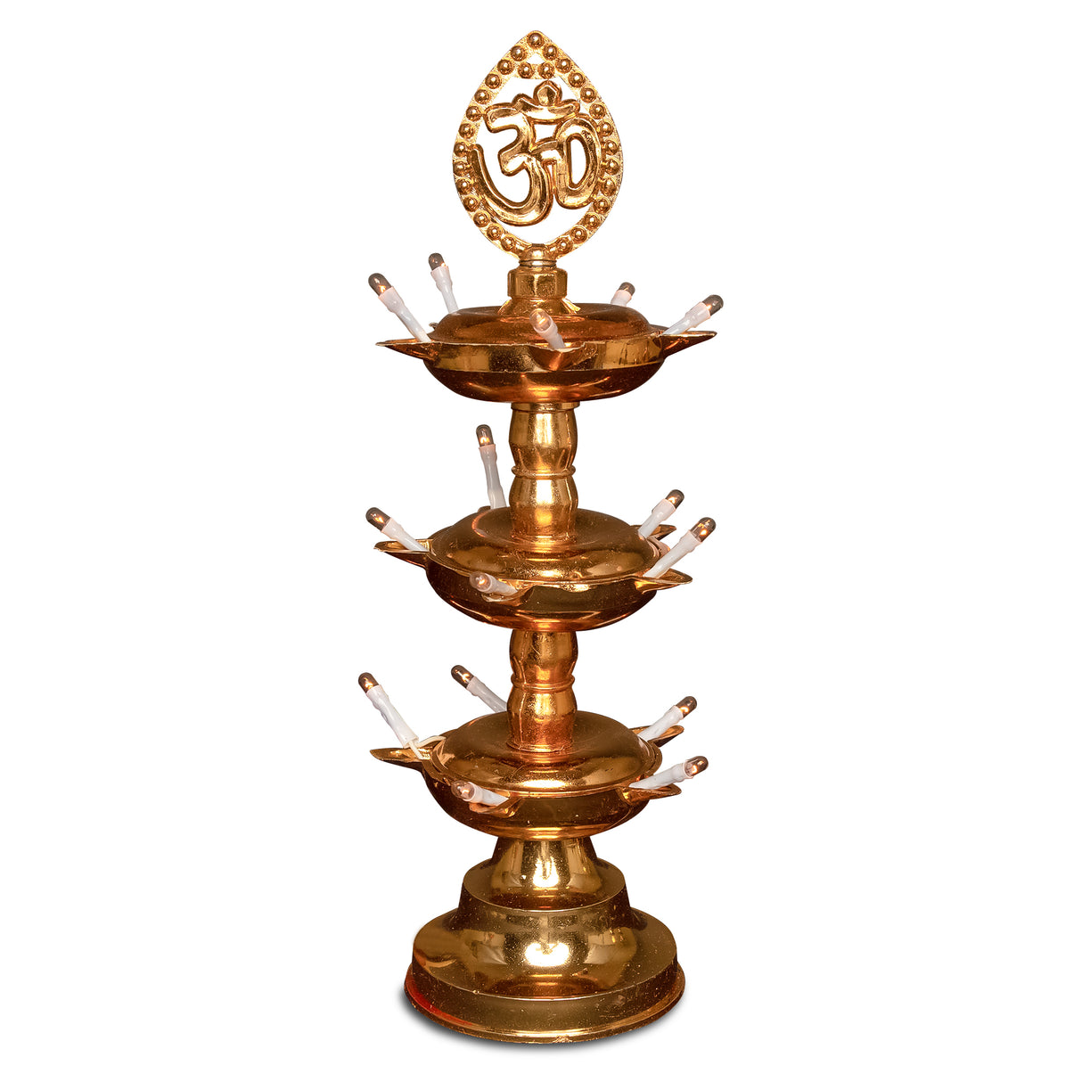 Get FREE Wall Hanging Electric Diya Lamp for Mandir Décor | OM Design | Multi-Level Deepam Vilakku for Diwali, Pooja, Temple, and Home Décor