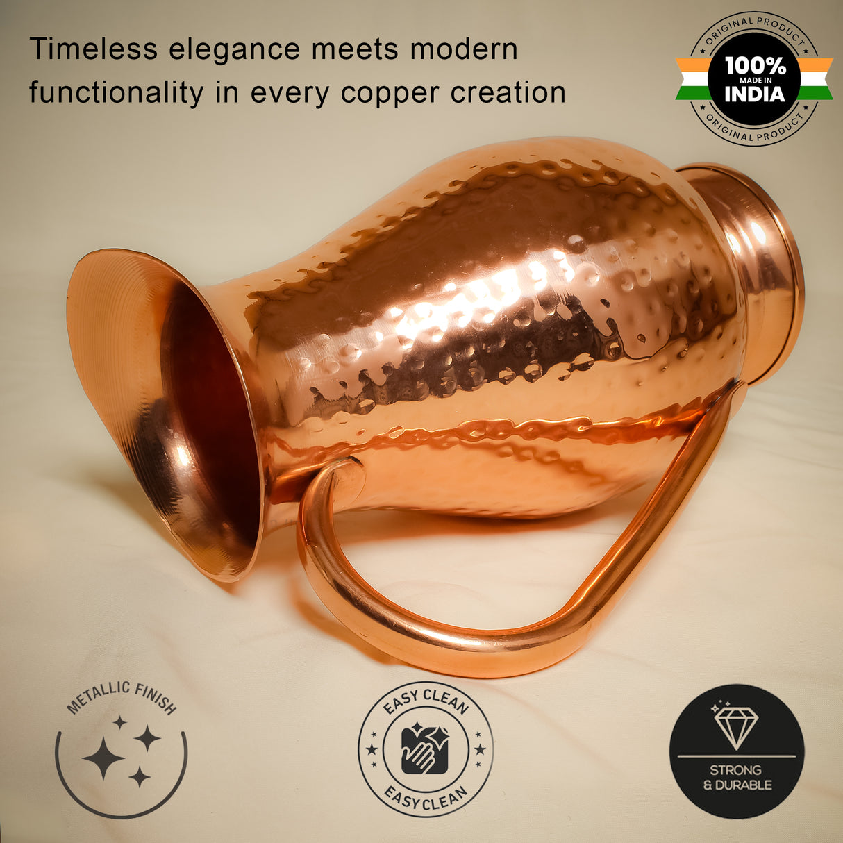 Elegant Copper Jug – Handcrafted Premium Copper Water Pitcher for Hydration