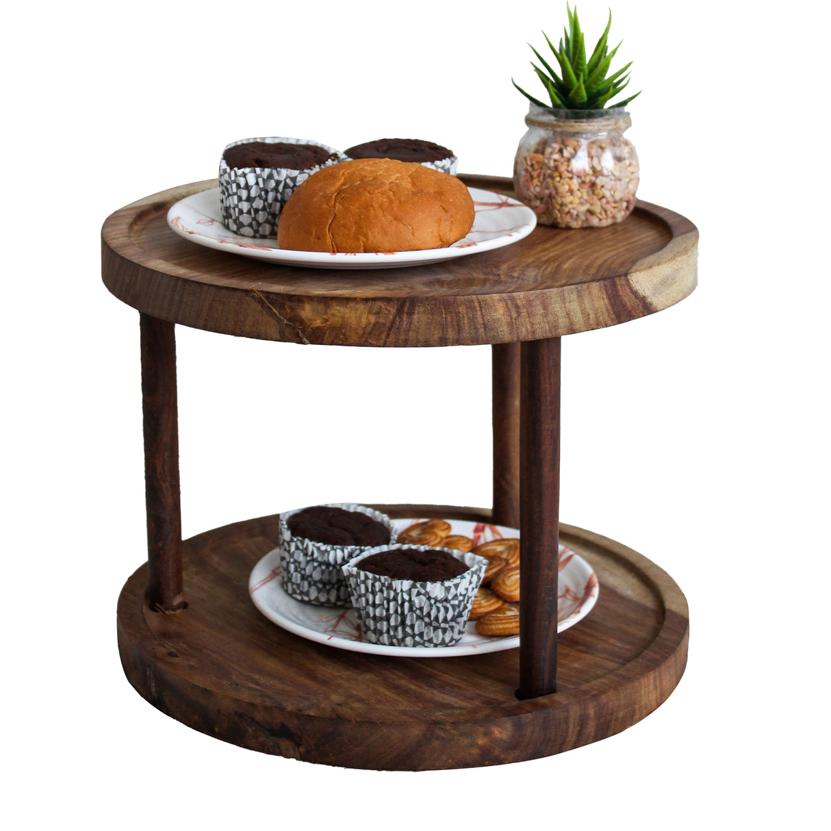 Wooden DIY Round 2 Tier Cake Stand