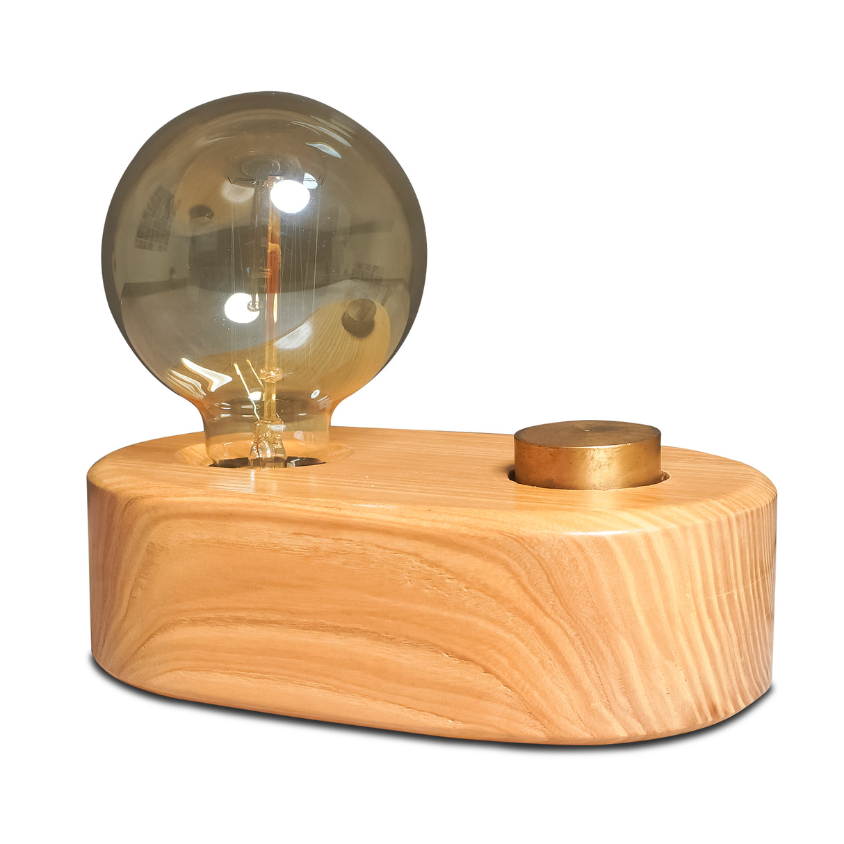 Sleek Rounded Wooden Desk Lamp with Adjustable Glow