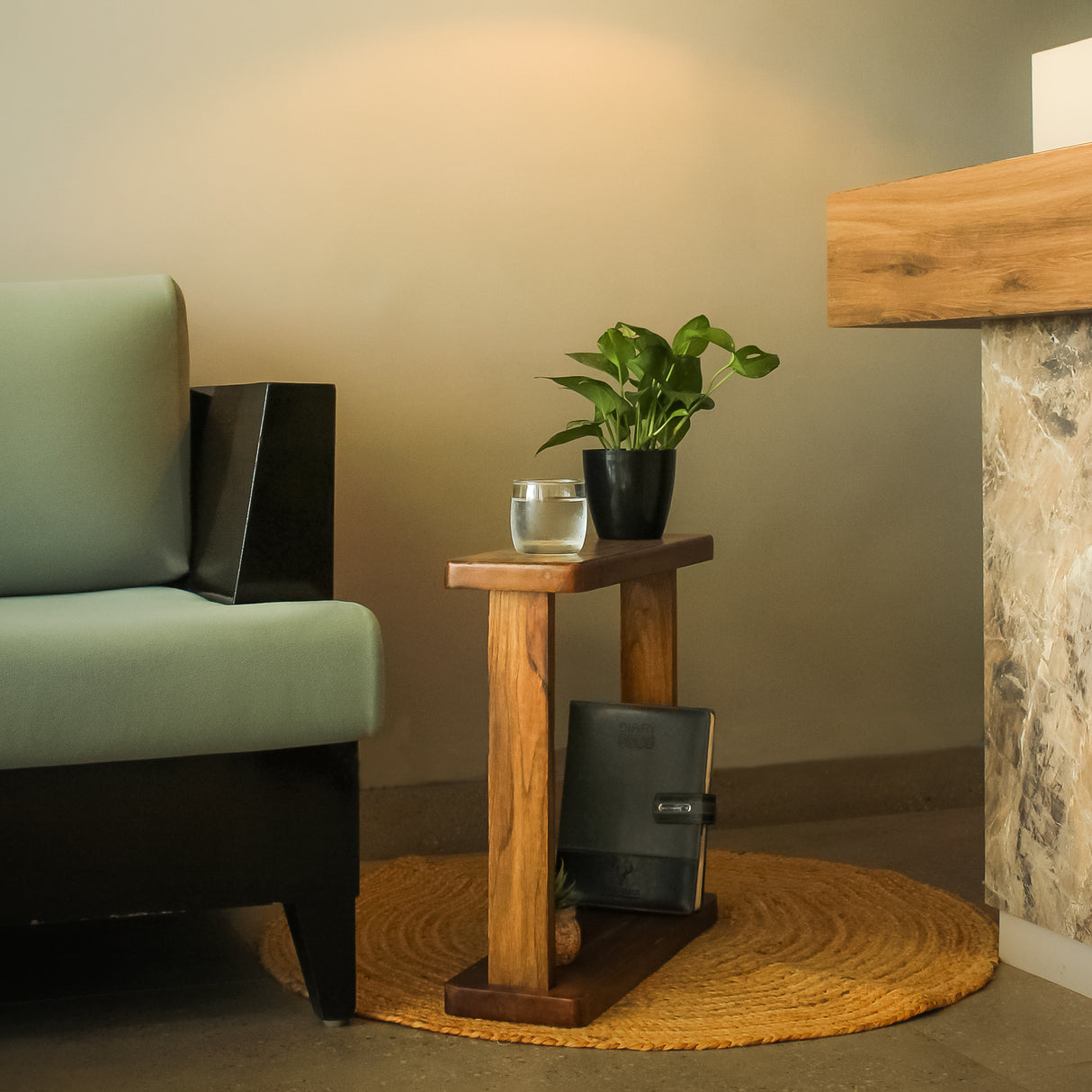 Premium Wooden DIY Side Table for Sofa & Living Room - Compact & Durable Walnut Finish Coffee Table -Easy to Assemble Multipurpose Bedside Table