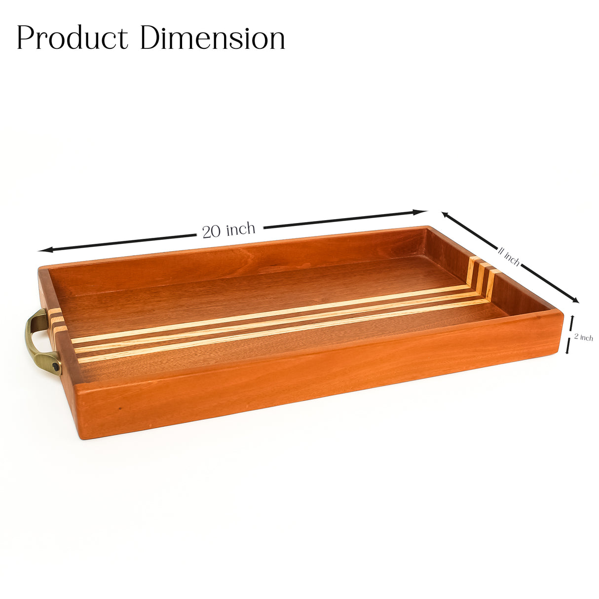 Handcrafted Wooden Serving Tray with Metal Handles – Elegant and Durable Design