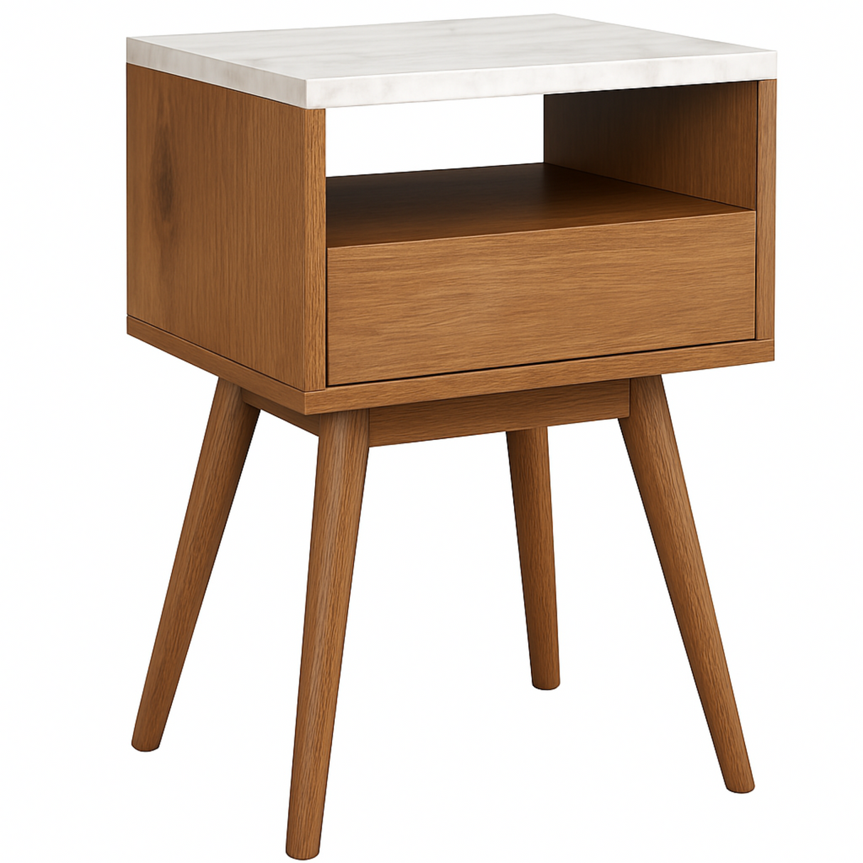 Moderno Wall Mounted Floating Bedroom Nightstand with Storage Drawer and Modern Open Shelf