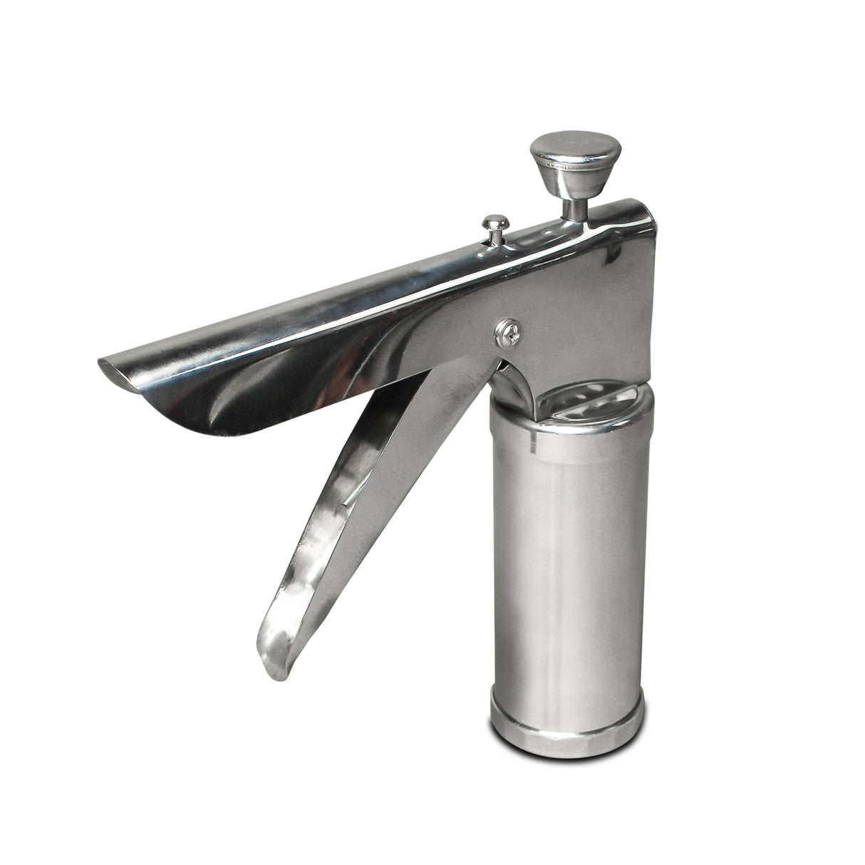 Stainless Steel Kitchen Press for Noodles, Murukku, Namkeen, and Snacks- Manual Sancha Sev Chakli Gathiya Sevaiya Maker- Silver Kitchen Tool