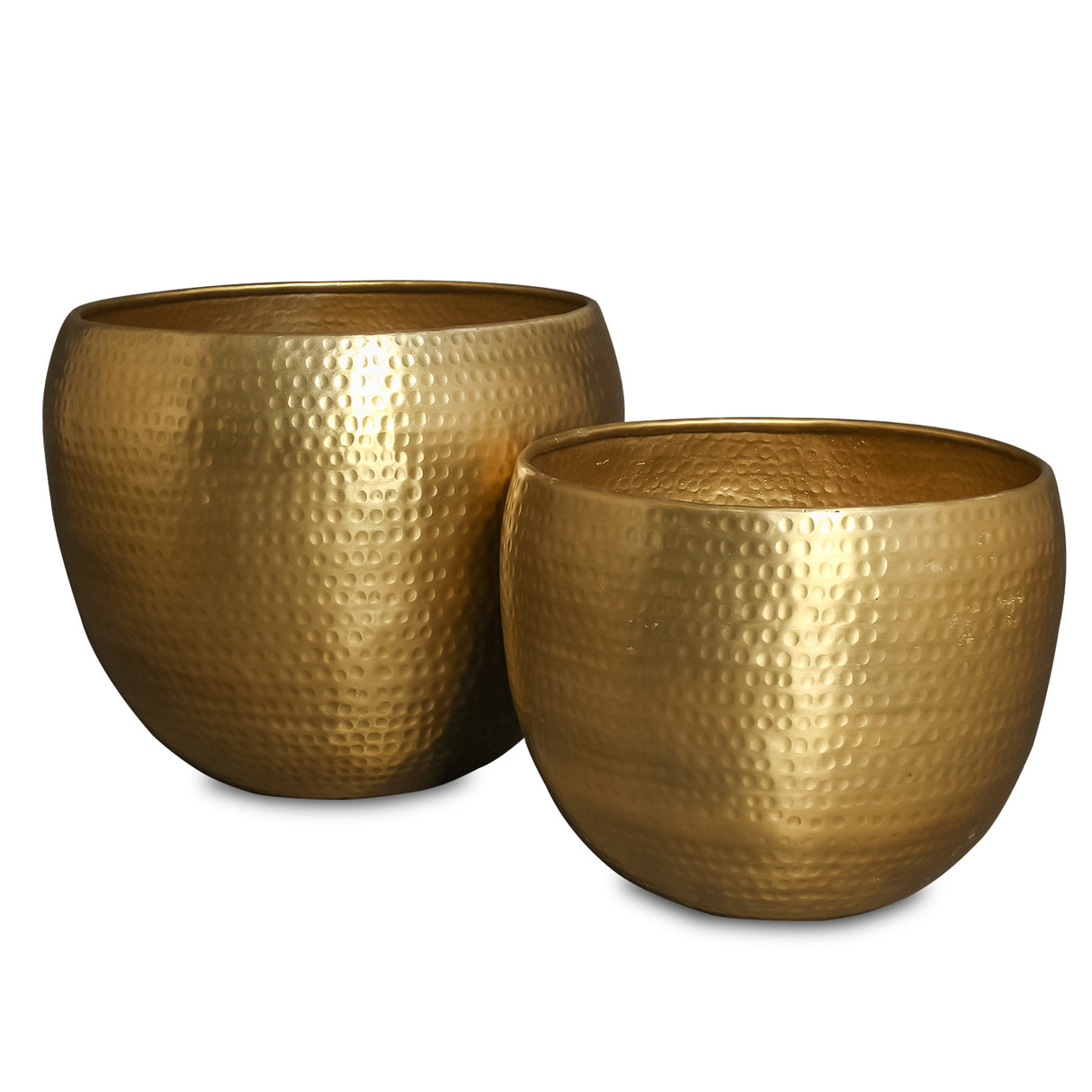 Set of 2 Brass Hammered Planters – Elegant Decorative Pots for Indoor and Outdoor Use
