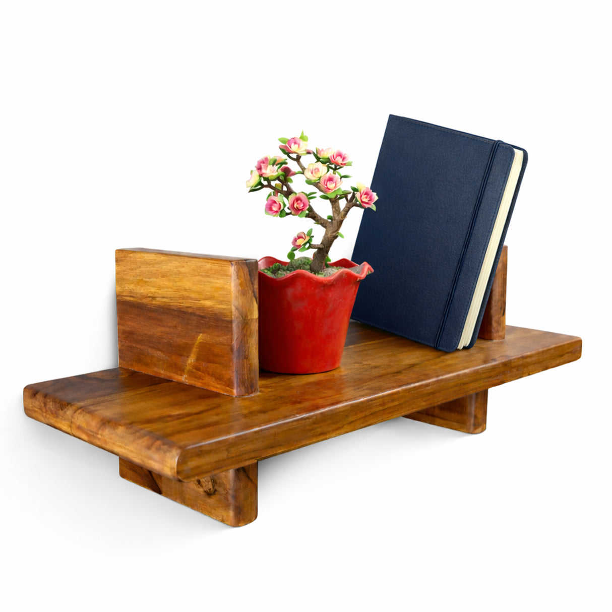 Wooden Floating Shelf Wall Mounted – Minimal Ledge Shelf for Plants, Books, Bathroom & Entryway Decor