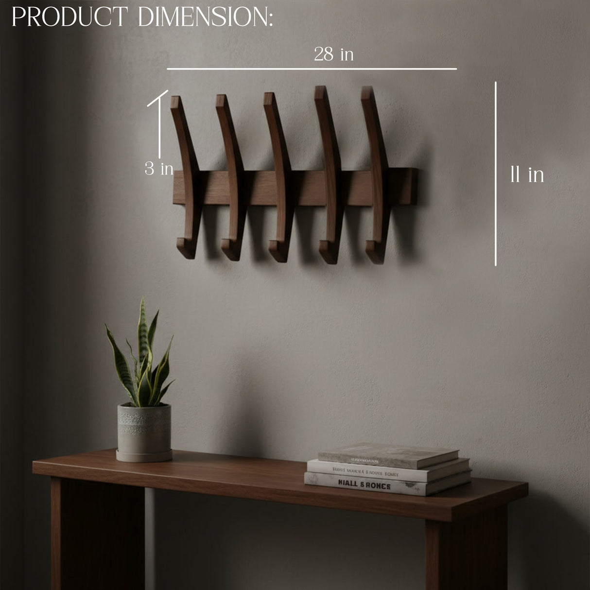 Wooden Wall Mounted Coat Rack – Modern Space Saving Wall Hook Rack for Entryway, Bedroom & Bathroom – Durable Natural Wood Jacket, Hat, Bag & Towel Organizer – Decorative Wall Hanger