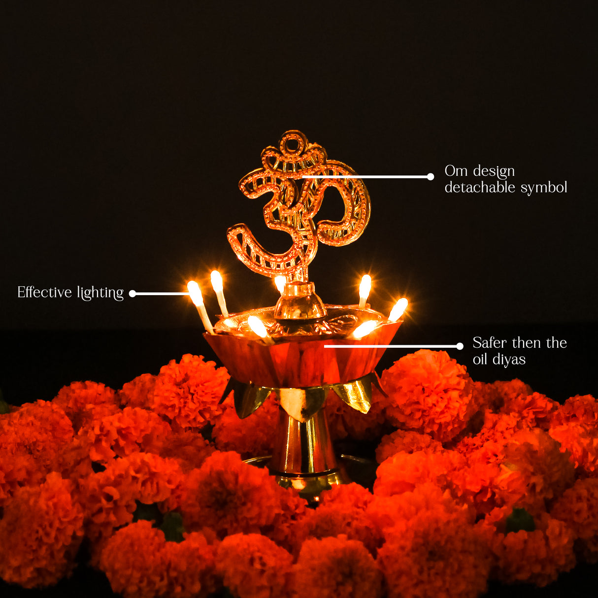 Saleberate Electric Golden LED Diya Lamp with Om Design | Multi-Layer Temple Pooja Diya Light for Home, Mandir & Festivals