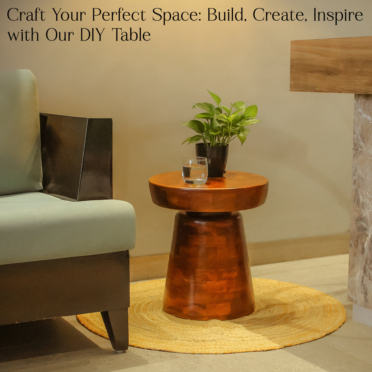 Rustic Wooden Side Table (16"x16"x18") - Rustic Accent Table for Living Room