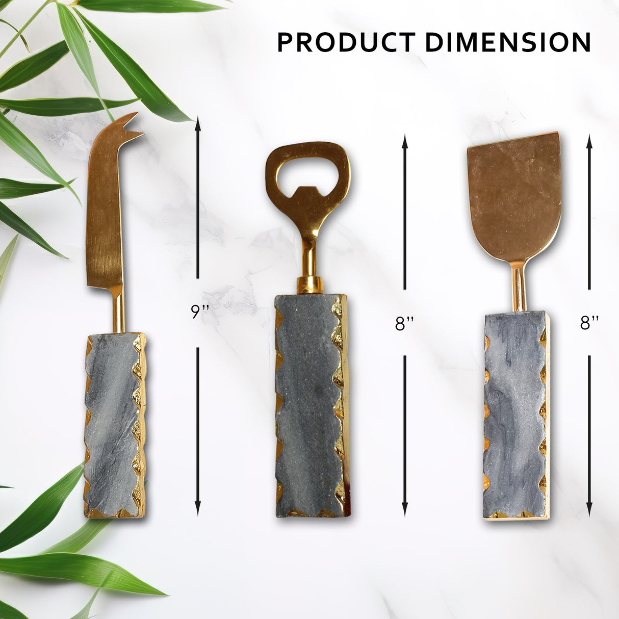 Set of Three Cheese Cutlery Set - Handcrafted Marble Cheese Knife for Home Decor