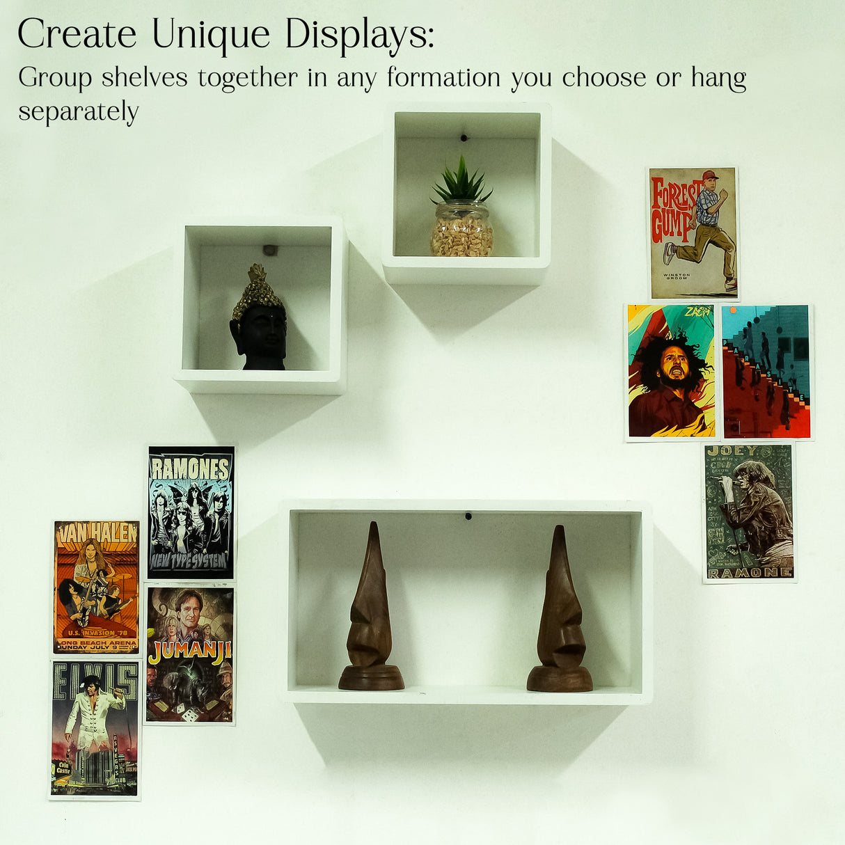 Modern 3-Piece Floating Wall Shelf Set, White Wooden Storage for Home Decor