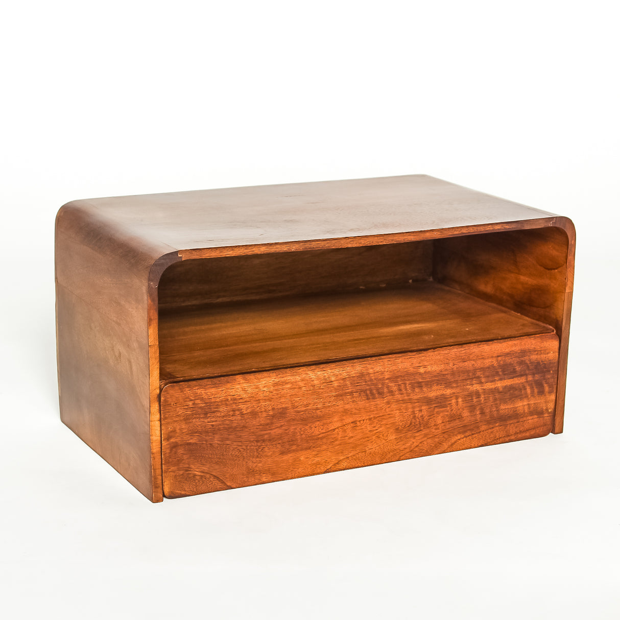 Modern Floating Wall Shelf with Drawer, Wooden Storage, 18"x10"x9"