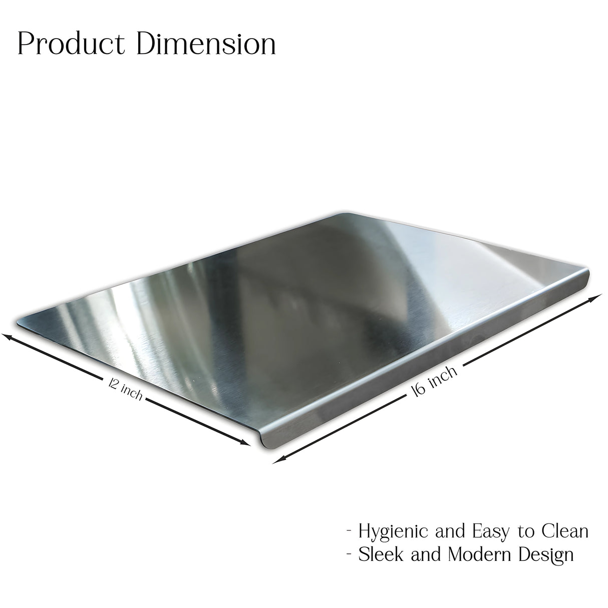 Premium Stainless Steel Cutting Board - Hygienic, Durable, and Modern Design (16" x 12")