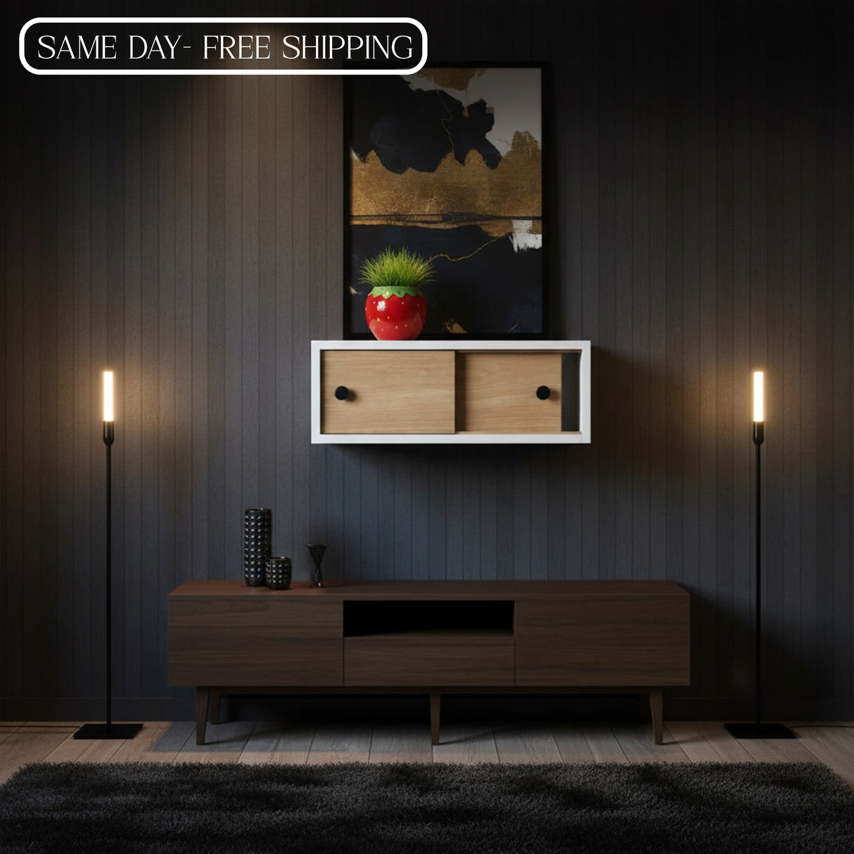 Floating Wall Shelf with Drawer – Modern Wall-Mounted Storage Cabinet for Living Room, Entryway & Bedroom Décor