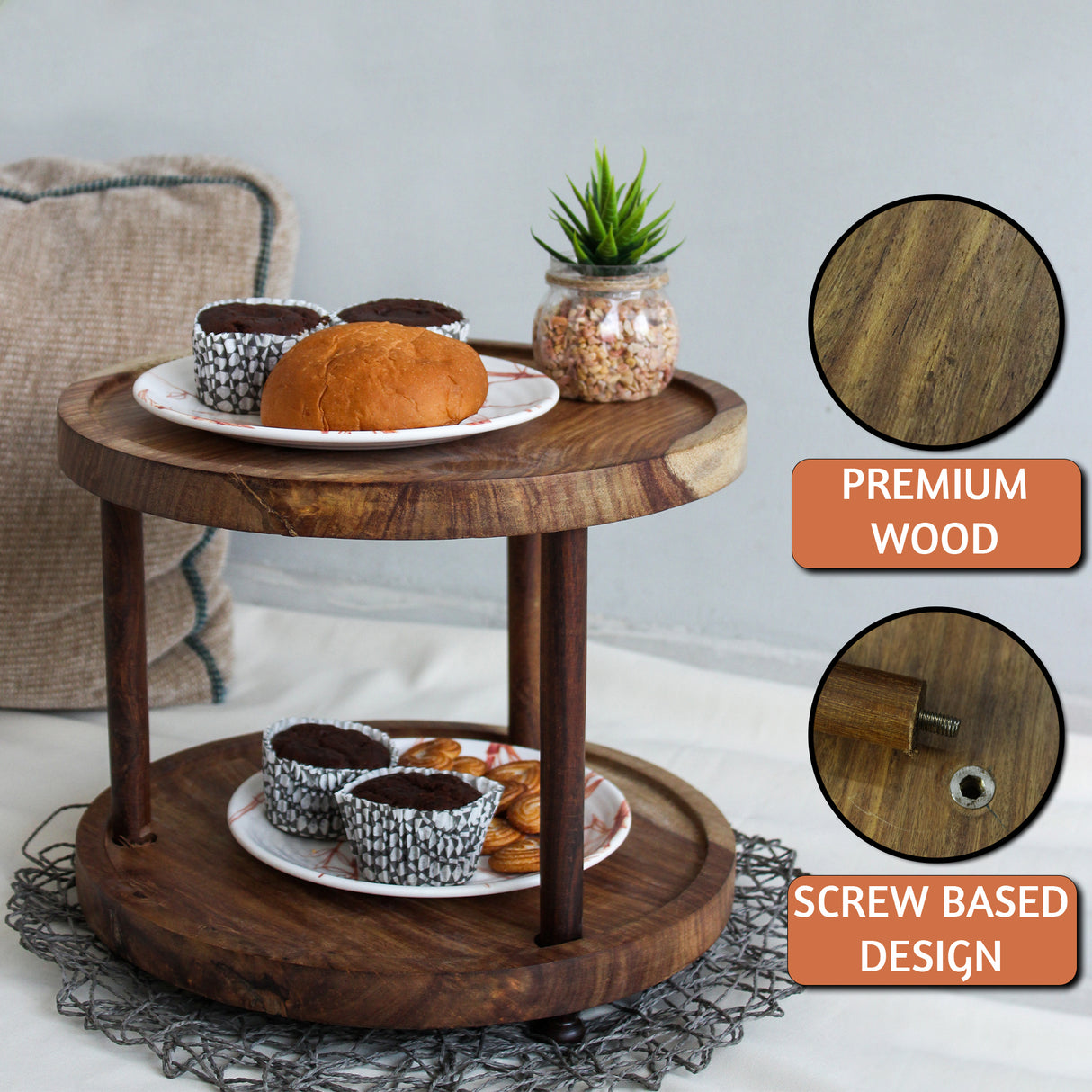 Wooden DIY Round 2 Tier Cake Stand