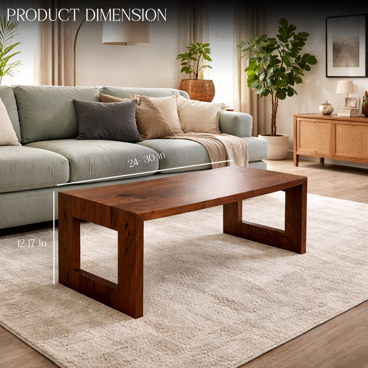 Wooden Ottoman Tray Table | Fits Over Ottoman | Modern Coffee Table for Sofa & Living Room