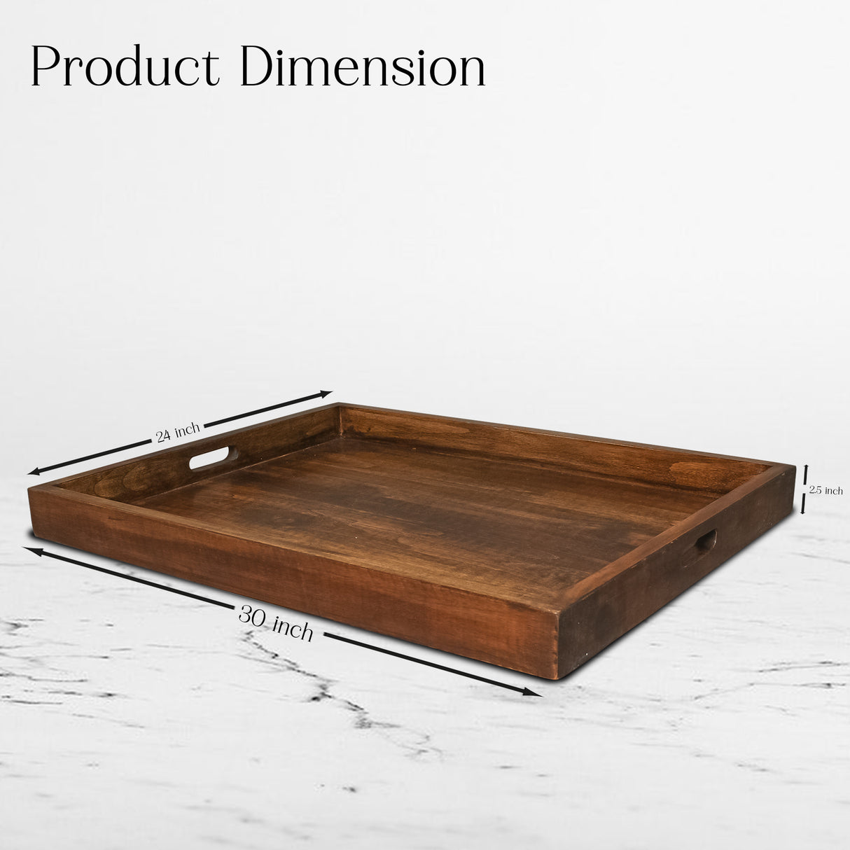 Large Wooden Serving Tray with Handles – 30x24 Inch Multipurpose Serving and Display Tray
