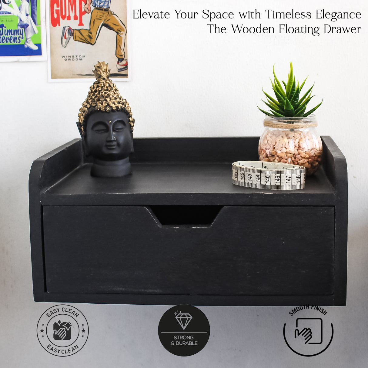 Elegant Wooden Drawer for Stylish & Organized Storage for living room (Black)