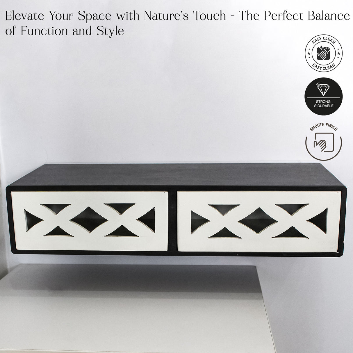 Modern Floating Wooden Dual Drawers, Rustic Wall Shelves for Stylish Home Storage