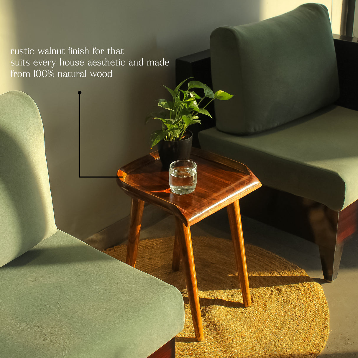 Rustic Wooden DIY Stool/Side Table - Solid Wood Multipurpose Coffee Table with Walnut Finish - Easy to Assemble Compact Furniture for Living Room & Bedroom