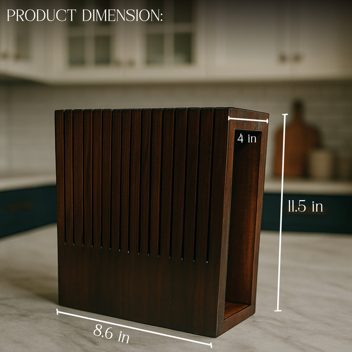 Handcrafted Wooden Knife Block Holder - Premium Countertop Knife Organizer with Ventilated Slots