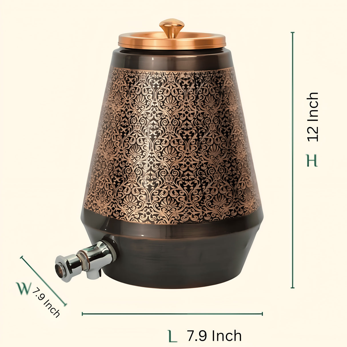 Antique Royal Copper Water Dispenser - 5L, Leak-Resistant, Elegant Home & Kitchen Decor