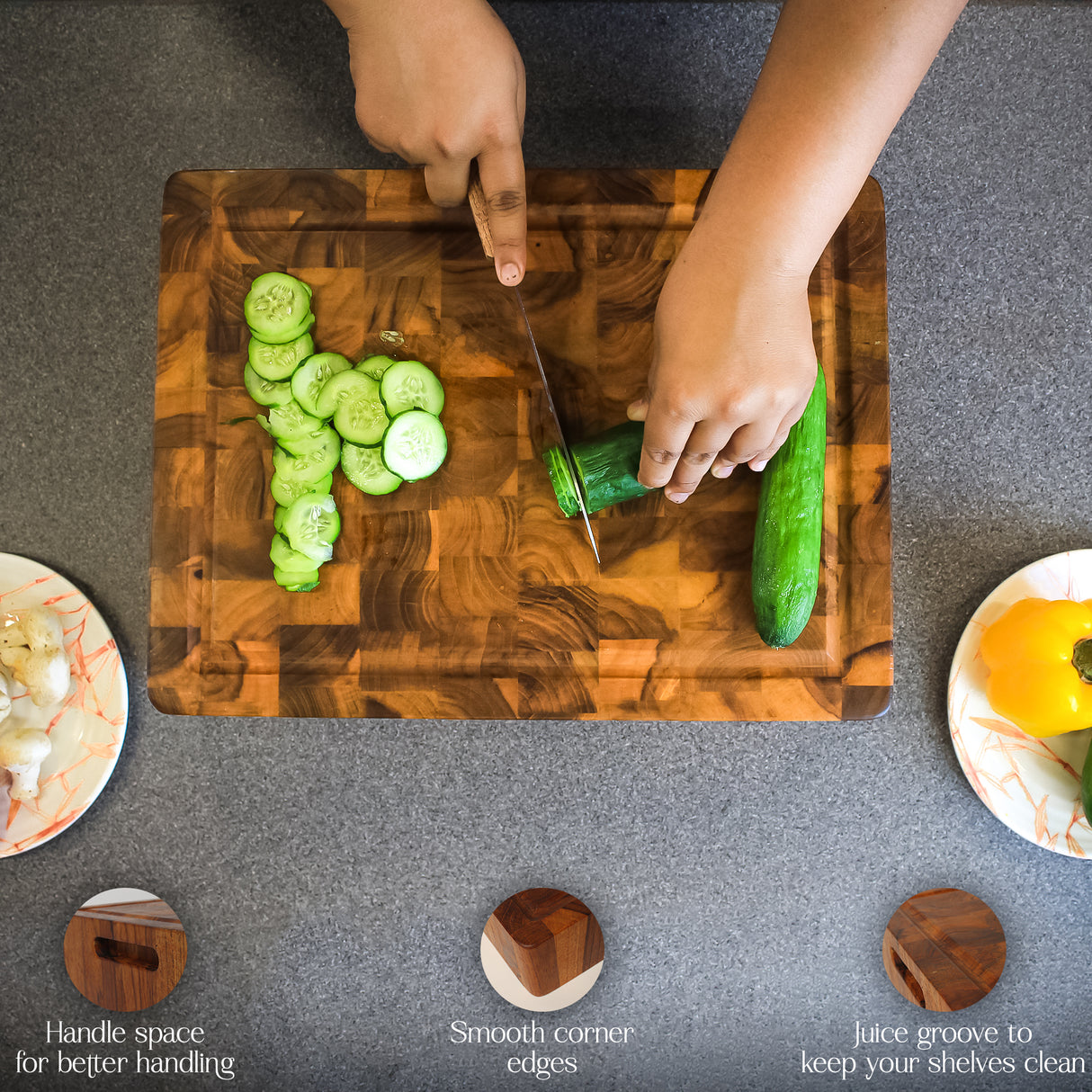 Salebrate Premium Teak End Grain Cutting Board โ Extra Thick Butcher