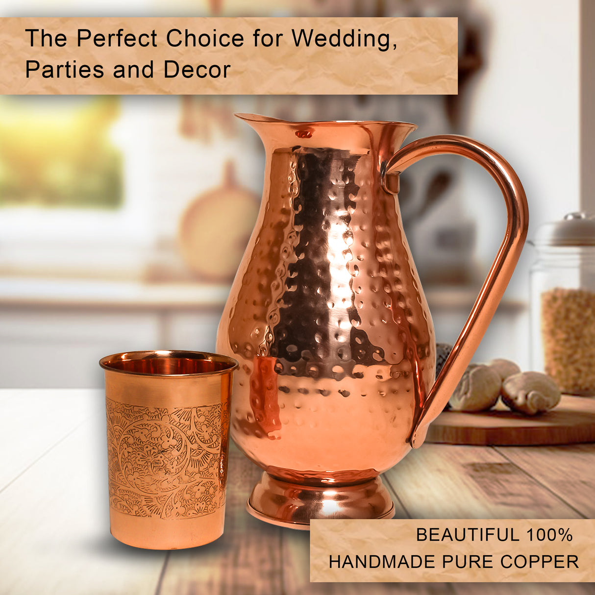 Elegant Copper Jug – Handcrafted Premium Copper Water Pitcher for Hydration