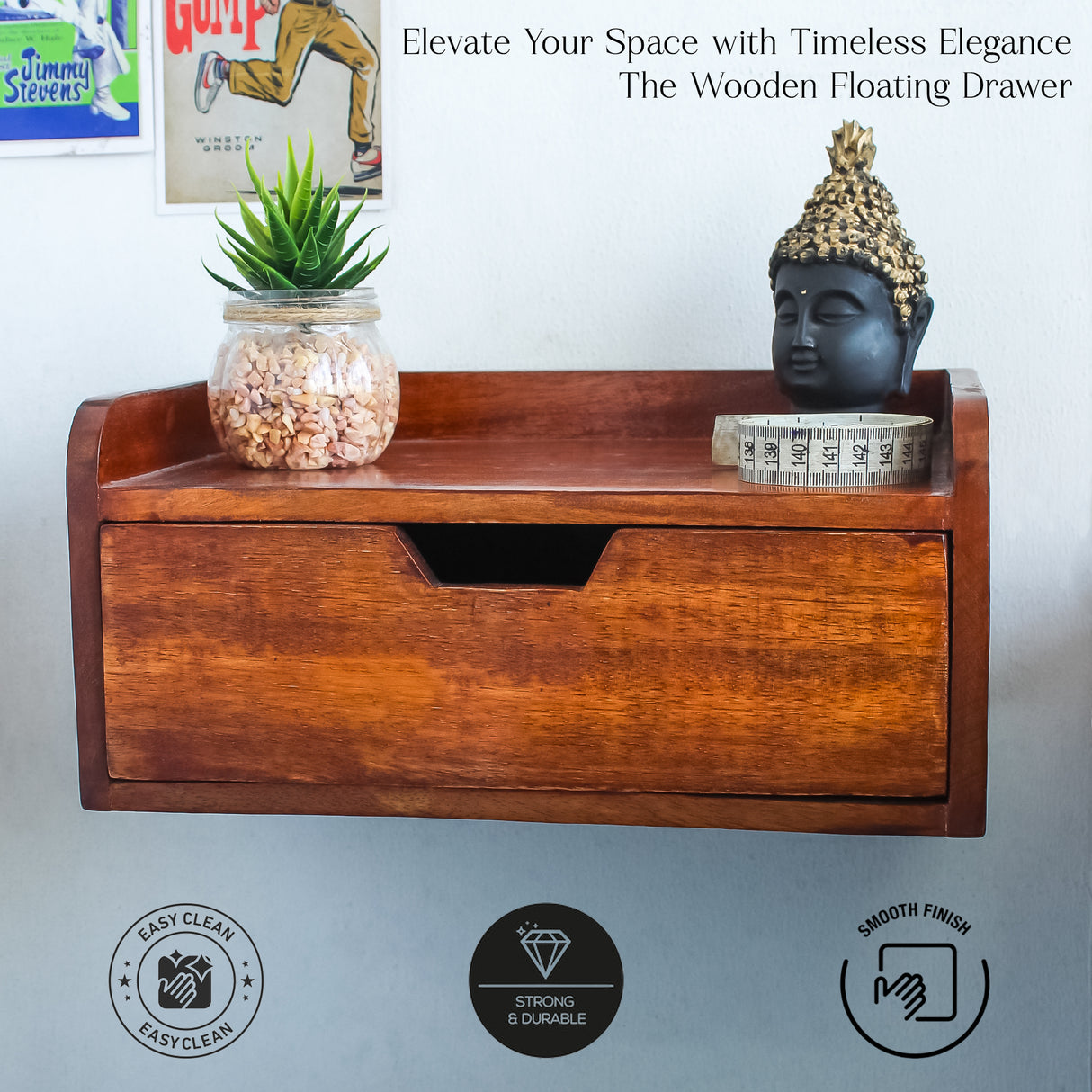 Elegant Wooden Storage Drawer, Stylish Design for Home (Brown)