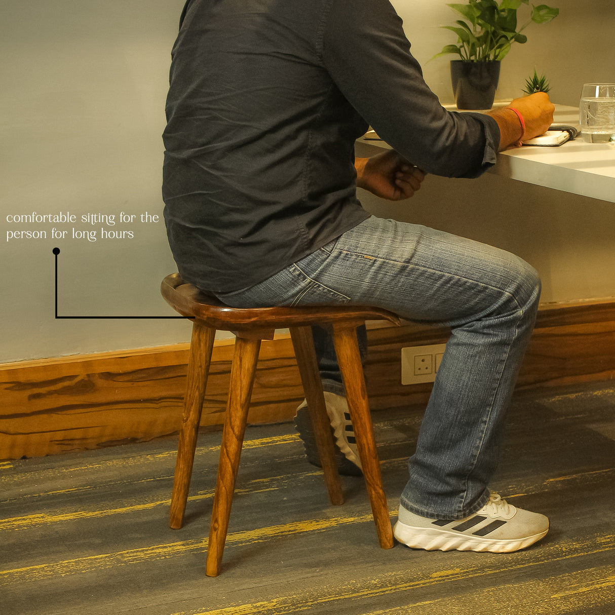 Rustic Wooden DIY Stool/Side Table - Solid Wood Multipurpose Coffee Table with Walnut Finish - Easy to Assemble Compact Furniture for Living Room & Bedroom