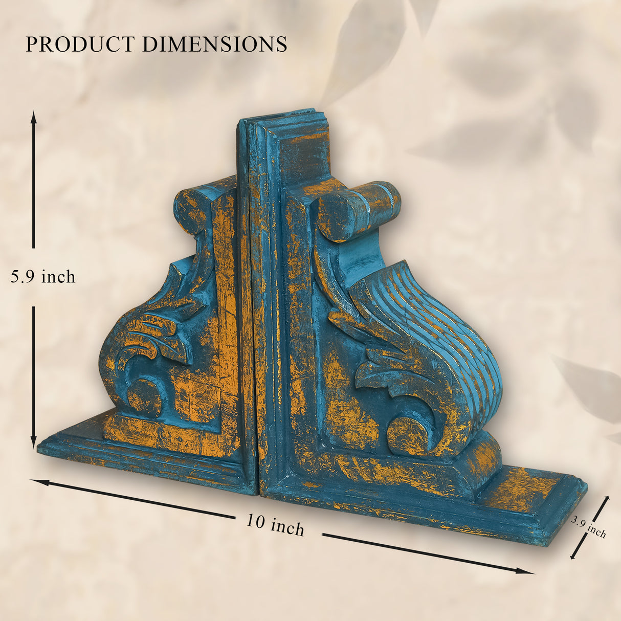 Premium Rustic Wooden Bookends for Living Room, Decorative house Shelf Decor