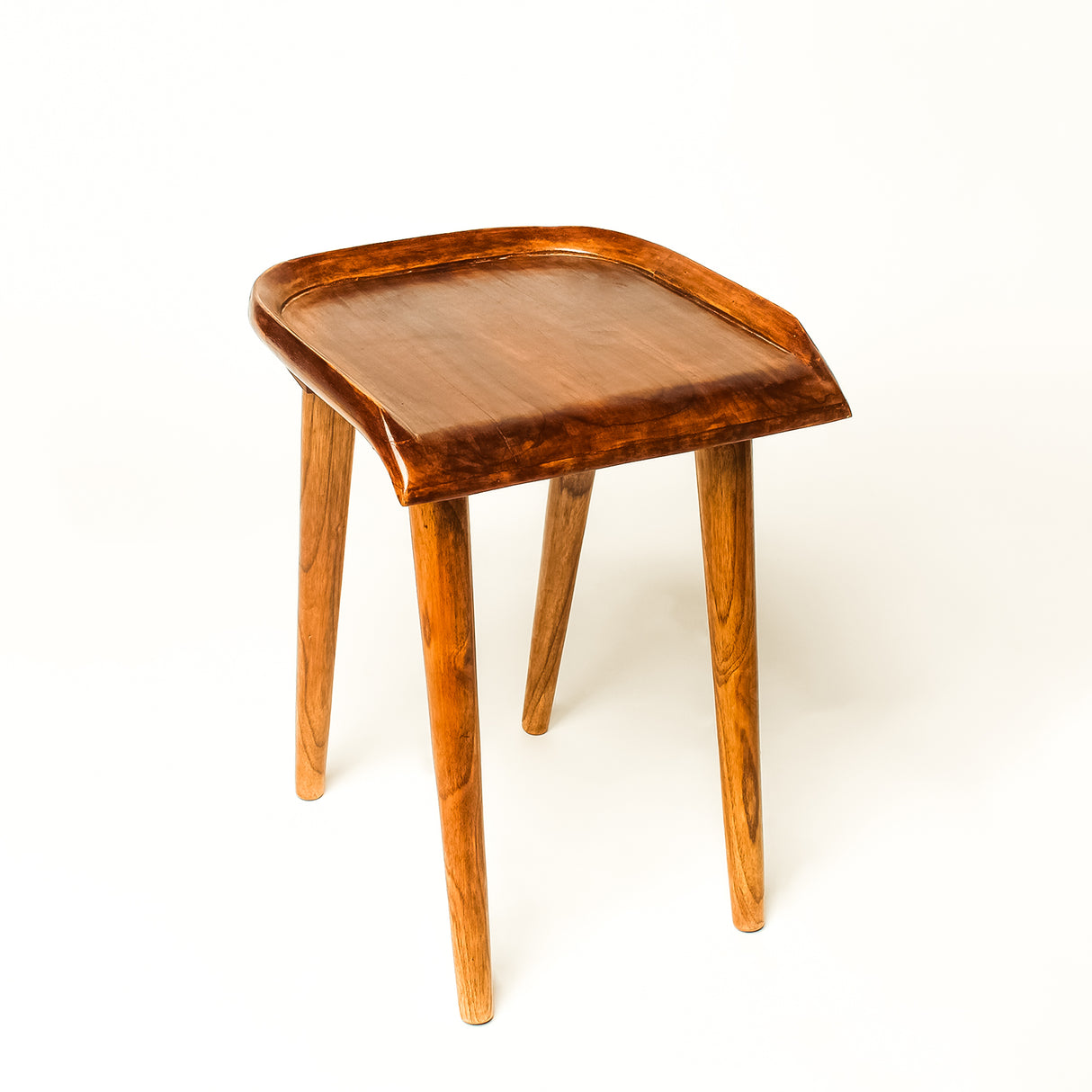 Rustic Wooden DIY Stool/Side Table - Solid Wood Multipurpose Coffee Table with Walnut Finish - Easy to Assemble Compact Furniture for Living Room & Bedroom