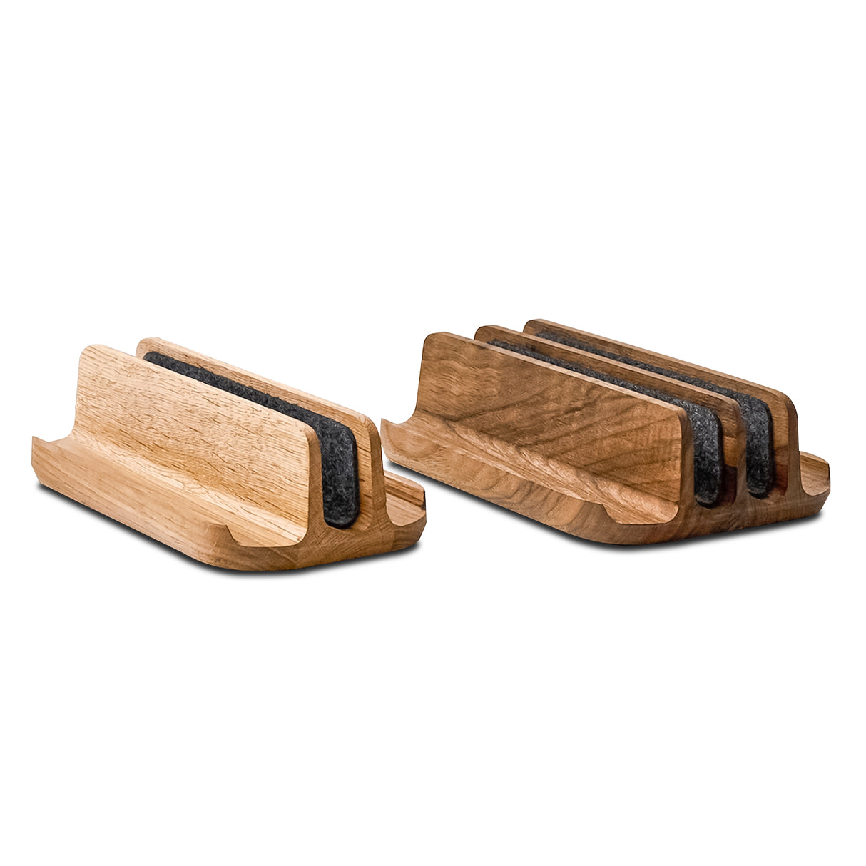 Wooden Dual Slot Laptop Stand – Vertical Holder for MacBook, Tablet & Phone