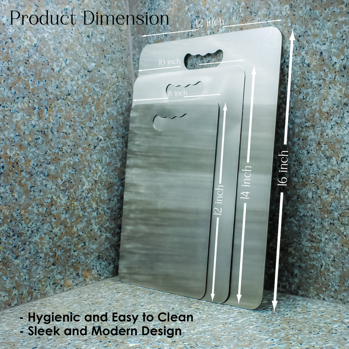 Premium Stainless Steel Cutting Board Set – Durable, Non-Toxic, Easy to Clean (Set of 3)