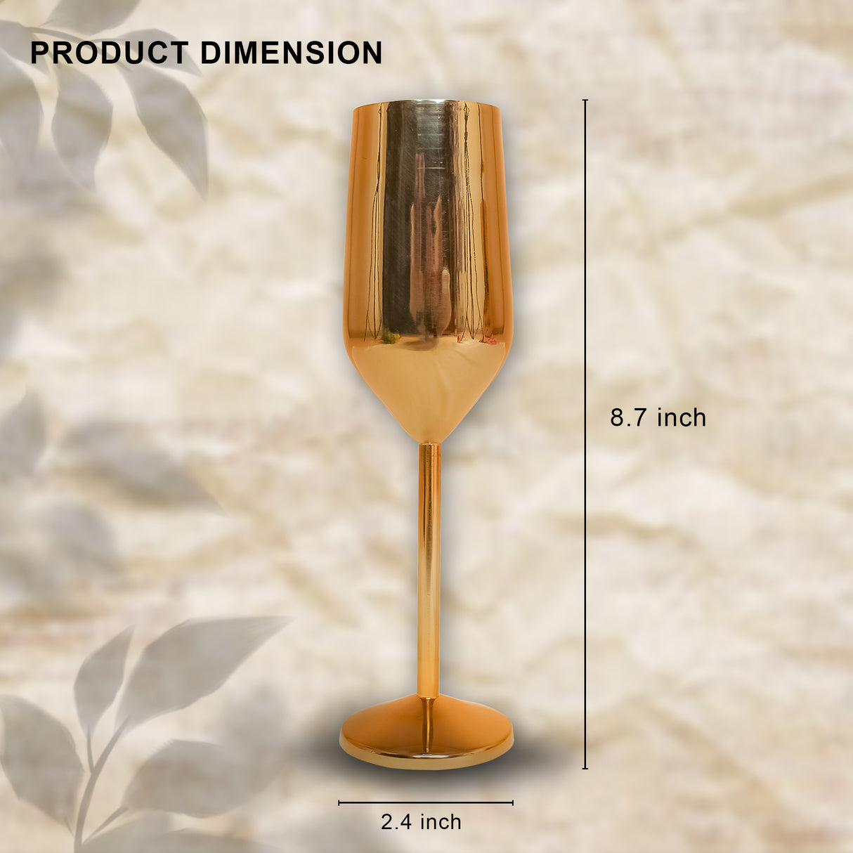 Elegant Champagne Flutes – Stainless Steel Cocktail Glasses, Shatterproof, Copper Finish