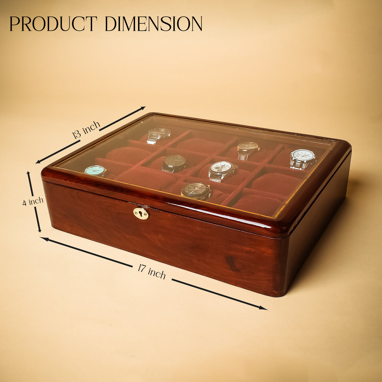Premium Acacia Wood Watch Box, 12-Slot Luxury Watch Organizer with Key Lock.