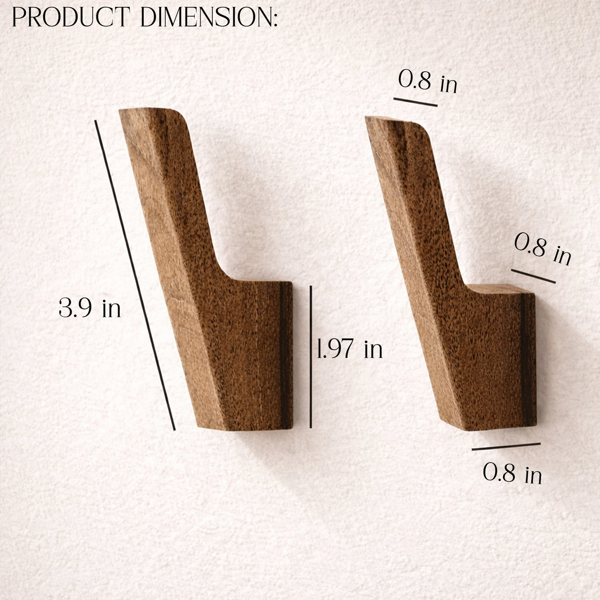 Wooden Wall Hooks Wall Mounted – Solid Wood Coat Hooks for Hanging Clothes, Towels, Bags & Jackets