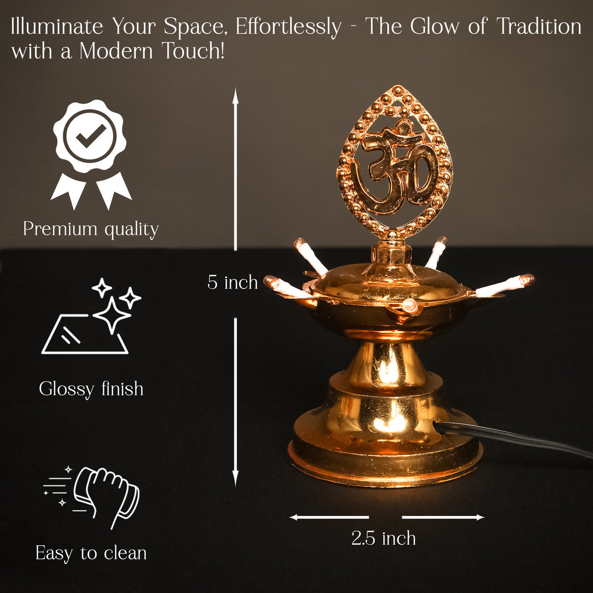 Get FREE Wall Hanging Electric Diya Lamp for Mandir Décor | OM Design | Multi-Level Deepam Vilakku for Diwali, Pooja, Temple, and Home Décor