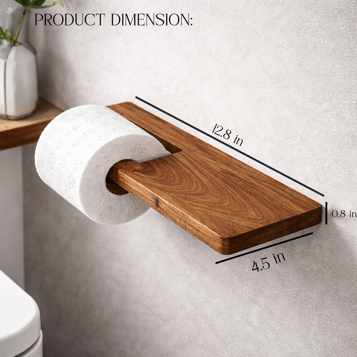 Wooden Toilet Paper Holder with Shelf – Stylish Bathroom Roll Holder with Phone Stand