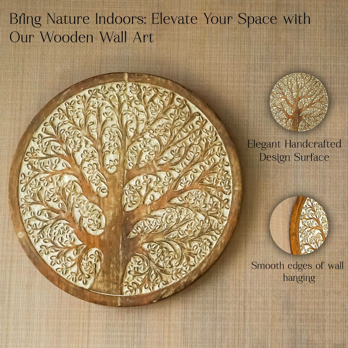 Rustic Wood Carving Wall Panel – Handcrafted Wall Art