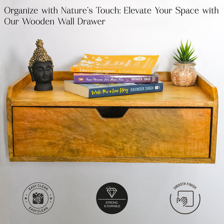 Wooden Wall-Mounted Drawer for Storage, Modern Design for Small Spaces