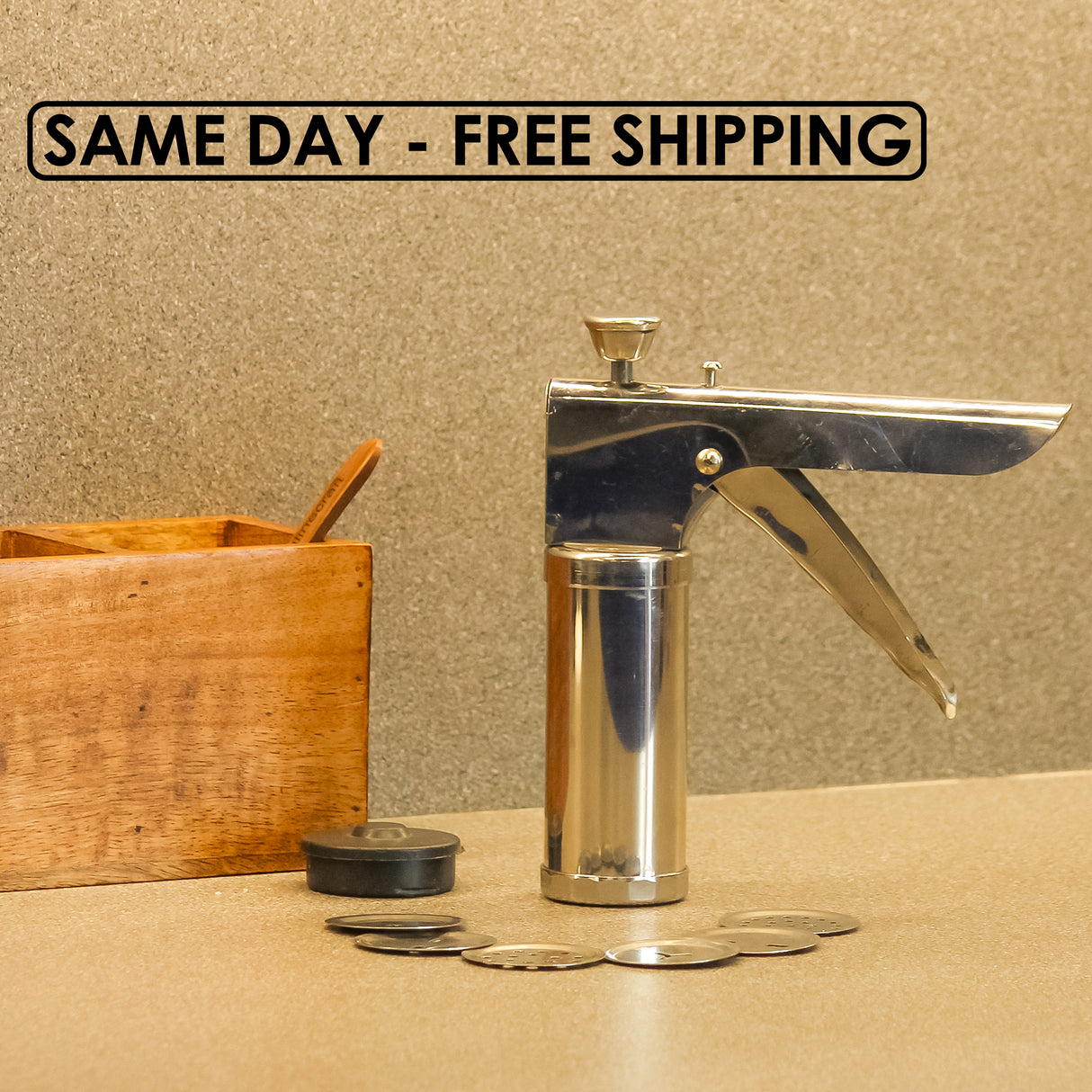 Stainless Steel Kitchen Press for Noodles, Murukku, Namkeen, and Snacks- Manual Sancha Sev Chakli Gathiya Sevaiya Maker- Silver Kitchen Tool