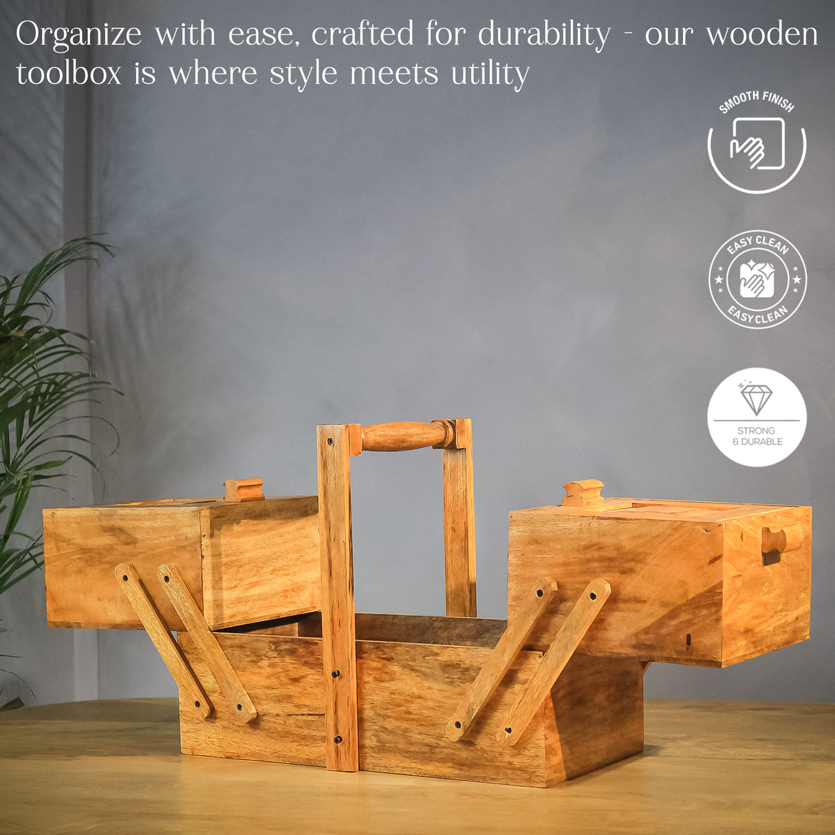 Premium Wooden Toolbox Organizer - Durable, Stylish & Multi-Compartment Storage Solution