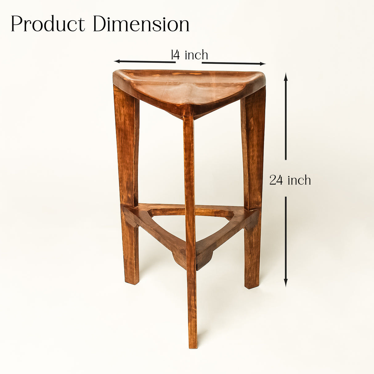 Saleberate Solid Walnut Wooden Triangle Stool - 24 Inch Bar Stool for Home, Kitchen & Café - Handcrafted Wooden Furniture with Premium Finish - Durable & Comfortable Seating